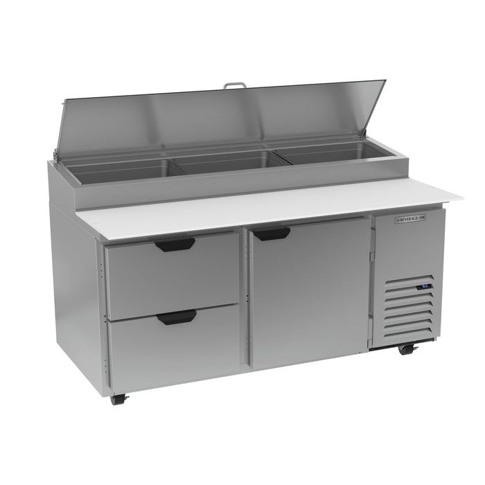 Beverage-Air DPD67HC-2 67" Hydrocarbon Series Pizza Prep Table W/ Refrigerated Base, 115v-cityfoodequipment.com