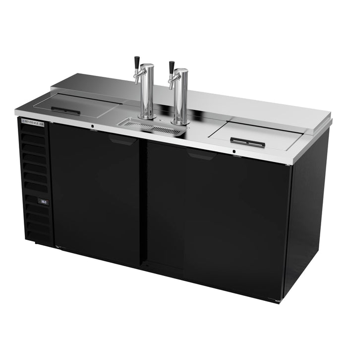 Beverage-Air DD68HC-1-C-B 69" Kegerator Beer Dispenser W/ (3) Keg Capacity - (2) Column, Black, 115v-cityfoodequipment.com