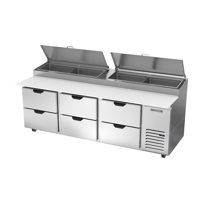 Beverage-Air DPD93HC-6 93" Hydrocarbon Series Pizza Prep Table W/ Refrigerated Base, 115v-cityfoodequipment.com
