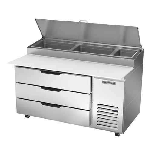 Beverage-Air DPD60HC-3 60" Hydrocarbon Series Pizza Prep Table W/ Refrigerated Base, 115v-cityfoodequipment.com