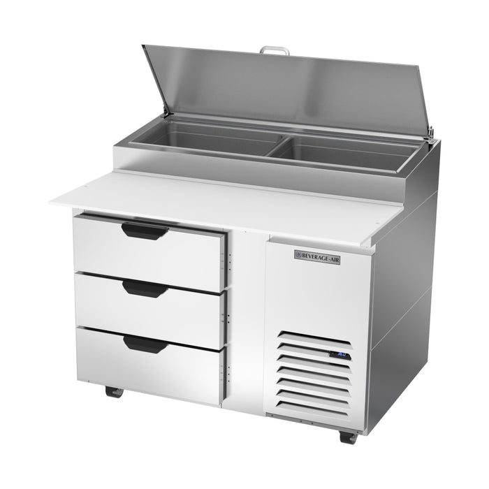 Beverage-Air DPD46HC-3 46" Hydrocarbon Series Pizza Prep Table W/ Refrigerated Base, 115v-cityfoodequipment.com