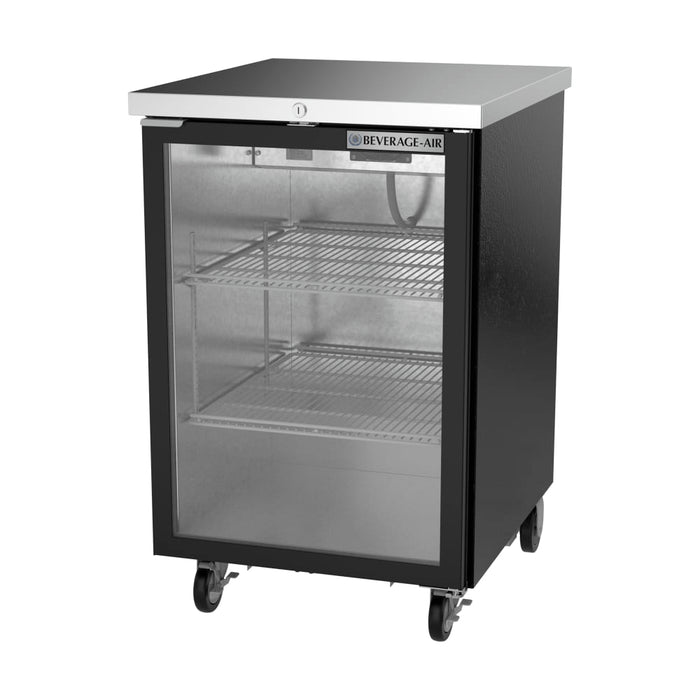 Beverage-Air BB24HC-1-G-B 24" Bar Refrigerator - 1 Swinging Glass Door, Black, 115v-cityfoodequipment.com