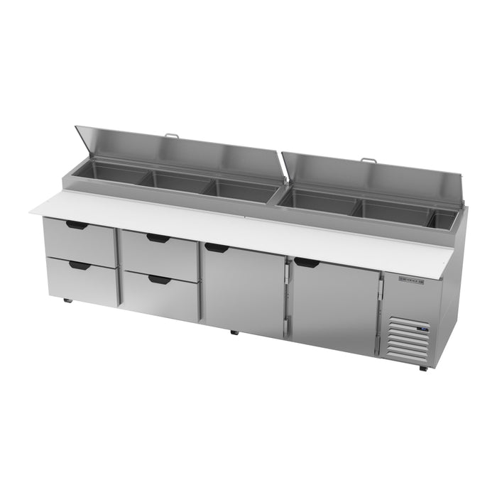 Beverage-Air DPD119HC-4 119" Hydrocarbon Series Pizza Prep Table W/ Refrigerated Base, 115v-cityfoodequipment.com