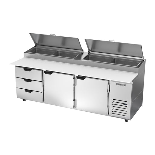 Beverage-Air DPD93HC-3 93" Hydrocarbon Series Pizza Prep Table W/ Refrigerated Base, 115v-cityfoodequipment.com