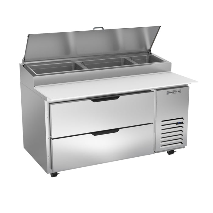 Beverage-Air DPD60HC-2 60" Hydrocarbon Series Pizza Prep Table W/ Refrigerated Base, 115v-cityfoodequipment.com