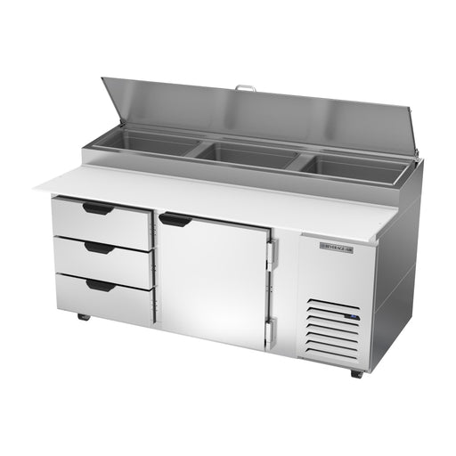Beverage-Air DPD72HC-3 72" Hydrocarbon Series Pizza Prep Table W/ Refrigerated Base, 115v-cityfoodequipment.com