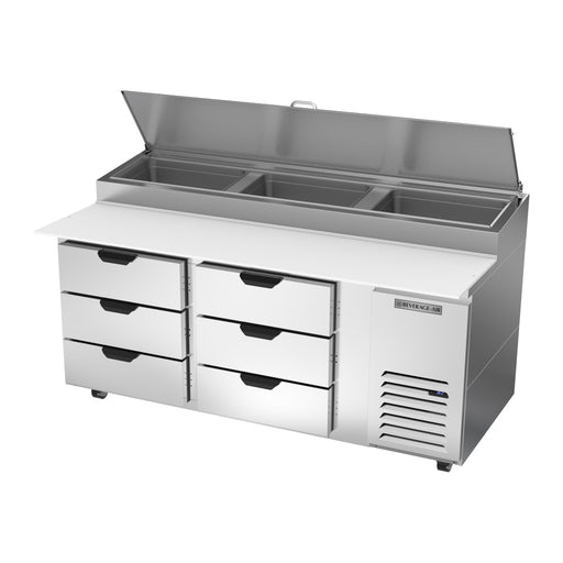 Beverage-Air DPD72HC-6 72" Hydrocarbon Series Pizza Prep Table W/ Refrigerated Base, 115v-cityfoodequipment.com