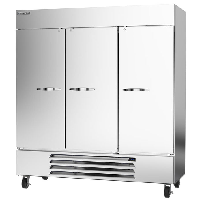 Beverage-Air HBR72HC-1 75" Three Section Reach In Refrigerator, (3) Left/Right Hinge Solid Doors, 115v-cityfoodequipment.com
