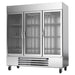 Beverage-Air HBR72HC-1-G 75" Three Section Reach In Refrigerator, (3) Left/Right Hinge Glass Doors, 115v-cityfoodequipment.com