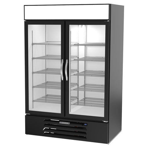 Beverage-Air MMR49HC-1-B 52" MarketMax™ Two Section Glass Door Merchandiser - (2) Left/Right Hinge Doors, Black, 115v-cityfoodequipment.com