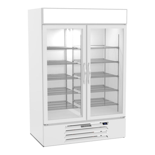 Beverage-Air MMR49HC-1-W 52" MarketMax™ Two Section Glass Door Merchandiser - (2) Left/Right Hinge Doors, White, 115v-cityfoodequipment.com