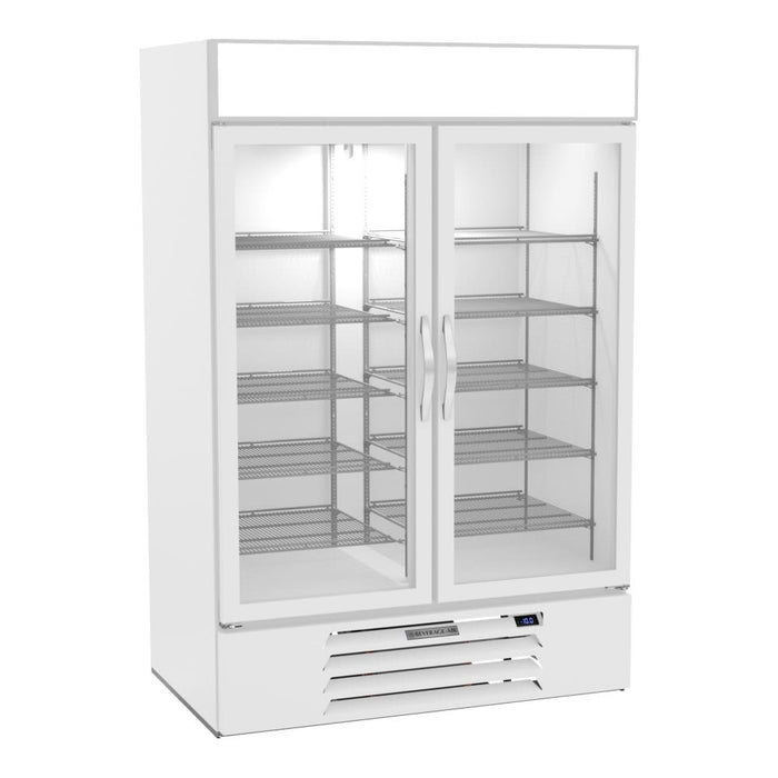Beverage-Air MMR49HC-1-W 52" Marketmax® Two Section Glass Door Merchandiser - (2) Left/right Hinge Doors, White, 115v-cityfoodequipment.com