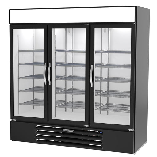 Beverage-Air MMR72HC-1-B 75" MarketMax™ Three Section Glass Door Merchandiser - (3) Left/Right Hinge Doors, Black, 115v-cityfoodequipment.com