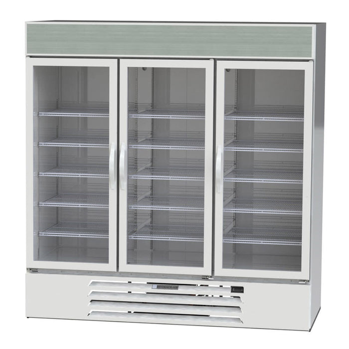 Beverage-Air MMR72HC-1-W 75" MarketMax™ Three Section Glass Door Merchandiser - (3) Left/Right Hinge Doors, White, 115v-cityfoodequipment.com