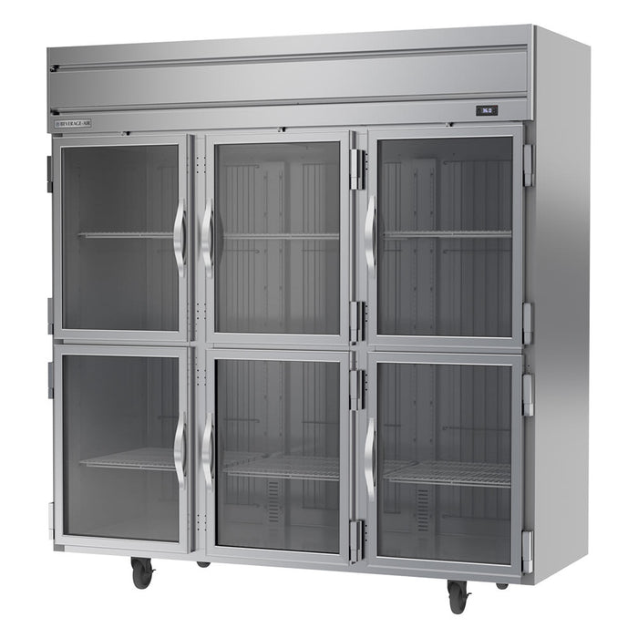 Beverage-Air HR3HC-1HG 78" Three Section Reach In Refrigerator - (6) Left/Right Hinge Glass Doors, 115v-cityfoodequipment.com