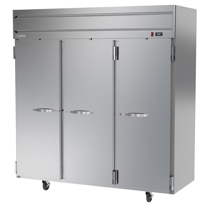Beverage-Air HR3HC-1S 78" Three Section Reach In Refrigerator, (3) Left/Right Hinge Solid Doors, 115v-cityfoodequipment.com