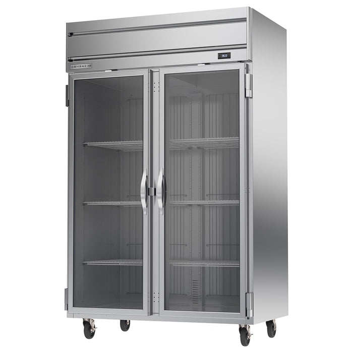 Beverage-Air HRP2HC-1G 52" Two Section Reach In Refrigerator, (2) Left/Right Hinge Glass Doors, 115v-cityfoodequipment.com