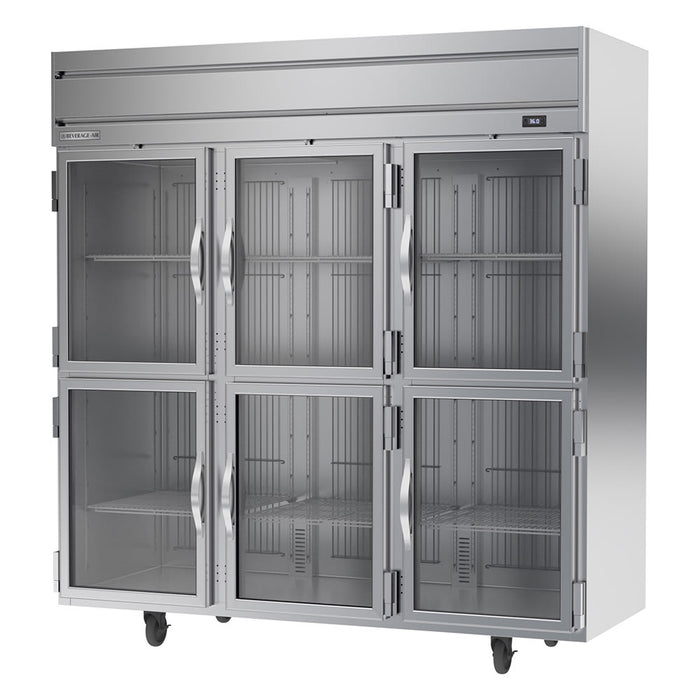 Beverage-Air HRPS3HC-1HG 78" Three Section Reach In Refrigerator, (6) Left/Right Hinge Glass Doors, 115v-cityfoodequipment.com