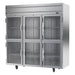 Beverage-Air HRPS3HC-1HG 78" Three Section Reach In Refrigerator, (6) Left/Right Hinge Glass Doors, 115v-cityfoodequipment.com