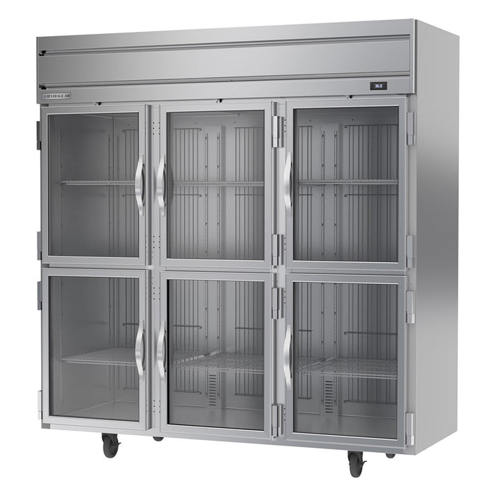 Beverage-Air HRS3HC-1HG 78" Three Section Reach In Refrigerator, (6) Left/Right Hinge Glass Doors, 115v-cityfoodequipment.com