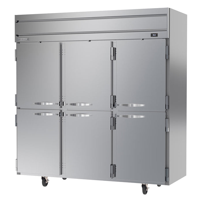 Beverage-Air HRS3HC-1HS 78" Three Section Reach In Refrigerator, (6) Left/Right Hinge Solid Doors, 115v-cityfoodequipment.com