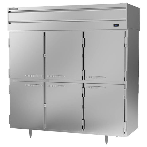 Beverage-Air PRD3HC-1AHS 78" Three Section Pass Thru Refrigerator, (12) Left/Right Hinge Solid Doors, 115v-cityfoodequipment.com