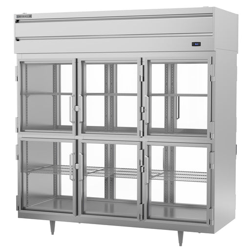 Beverage-Air PRD3HC-1BHG 78" Three Section Pass Thru Refrigerator, (12) Left/Right Hinge Glass Doors, 115v-cityfoodequipment.com