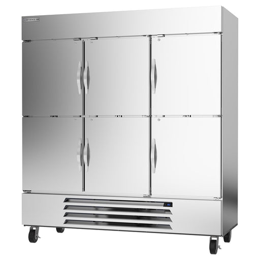 Beverage-Air HBR72HC-1-HS 75" Three Section Reach In Refrigerator, (6) Left/Right Hinge Solid Doors, 115v-cityfoodequipment.com