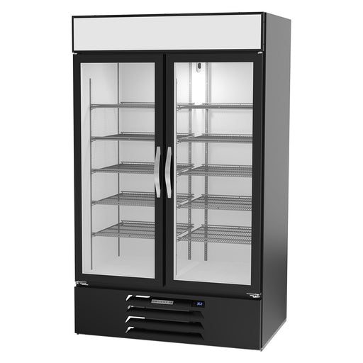 Beverage-Air MMR44HC-1-B 47" MarketMax™ Two Section Glass Door Merchandiser - (2) Left/Right Hinge Swing Doors, Black, 115v-cityfoodequipment.com