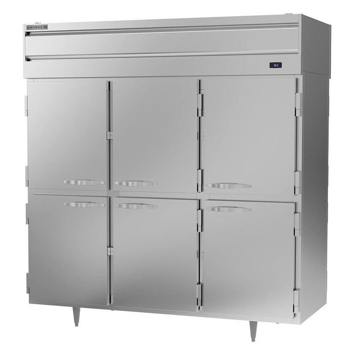 Beverage-Air PR3HC-1AHS 78" Three Section Reach In Refrigerator, (6) Left/Right Hinge Solid Doors, 115v-cityfoodequipment.com