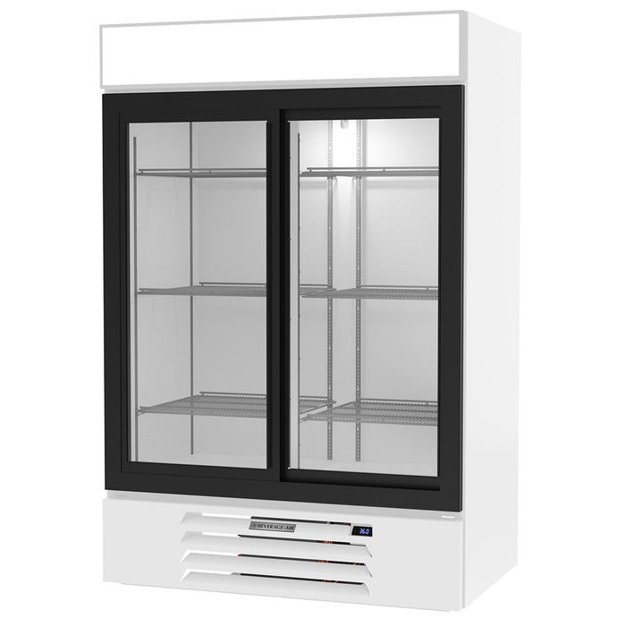 Beverage-Air MMR45HC-1-W 52" Marketmax® Two Section Glass Door Merchandiser - (2) Sliding Doors, White, 115v-cityfoodequipment.com