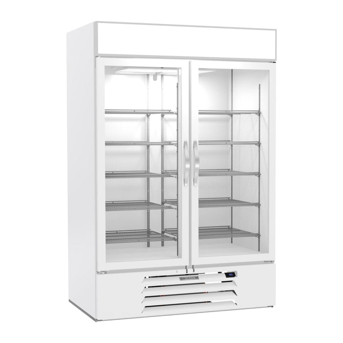 Beverage-Air MMF49HC-1-W-IQ 52" Two Section Display Freezer w/ Swing Doors - Bottom Mount Compressor, White, 115v-cityfoodequipment.com