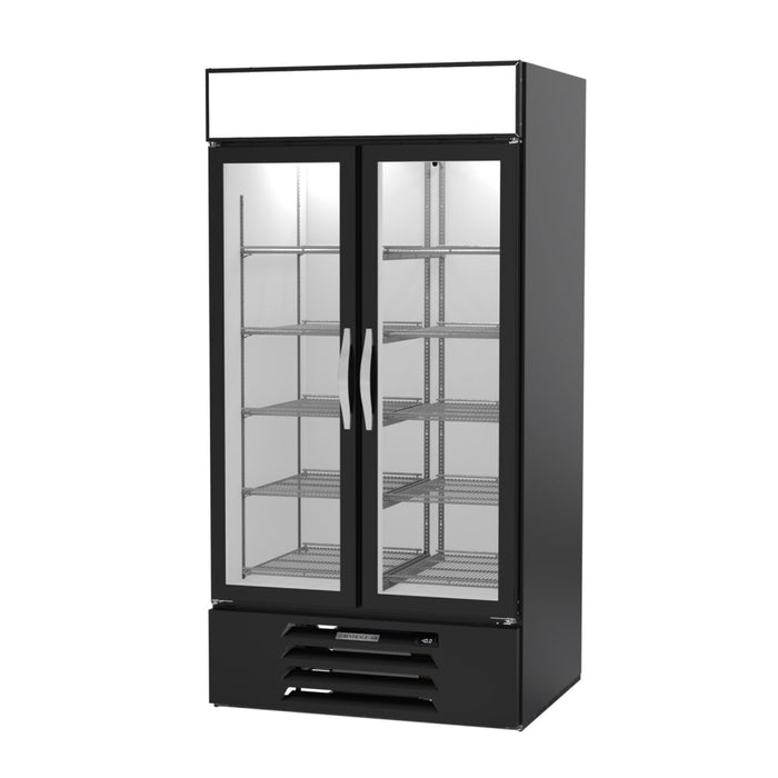 Beverage-Air MMF35HC-1-B 39 1/2" Two Section Display Freezer w/ Swing Doors - Bottom Mount Compressor, Black, 115v-cityfoodequipment.com
