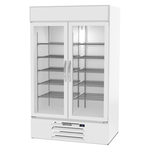 Beverage-Air MMR44HC-1-W 47" MarketMax™ Two Section Glass Door Merchandiser - (2) Left/Right Hinge Doors, White, 115v-cityfoodequipment.com
