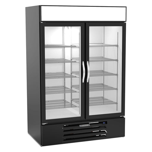 Beverage-Air MMR49HC-1-B-IQ 52" MarketMax™ Two Section Glass Door Merchandiser - (2) Left/Right Hinge Swing Doors, Black, 115v-cityfoodequipment.com