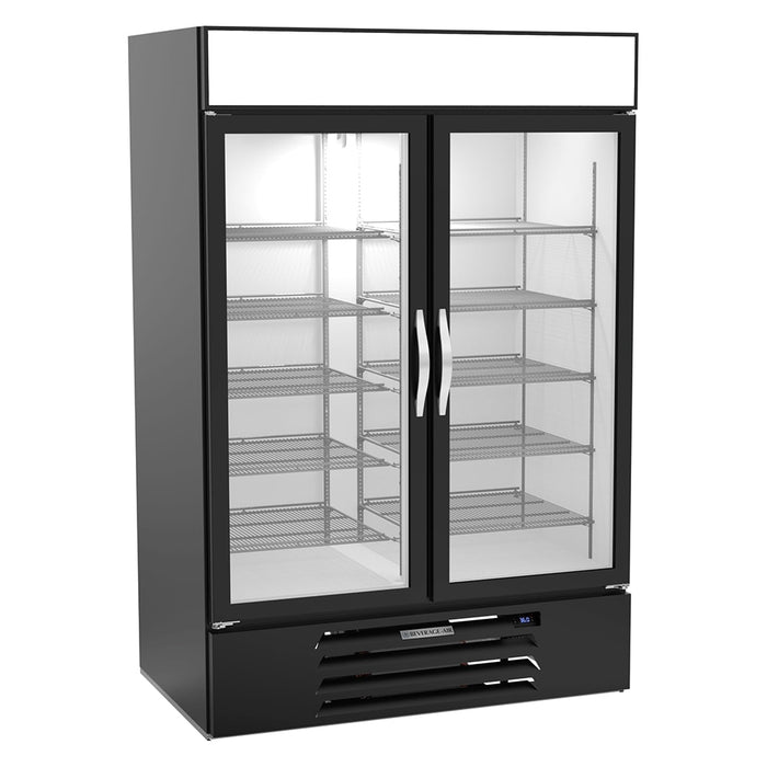 Beverage-Air MMR49HC-1-B-IQ 52" Marketmax® Two Section Glass Door Merchandiser - (2) Left/right Hinge Swing Doors, Black, 115v-cityfoodequipment.com