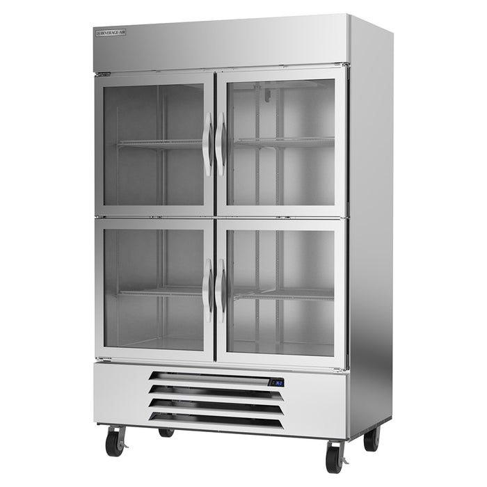Beverage-Air HBR49HC-1-HG 52" Two Section Reach In Refrigerator, (4) Left/Right Hinge Glass Doors, 115v-cityfoodequipment.com