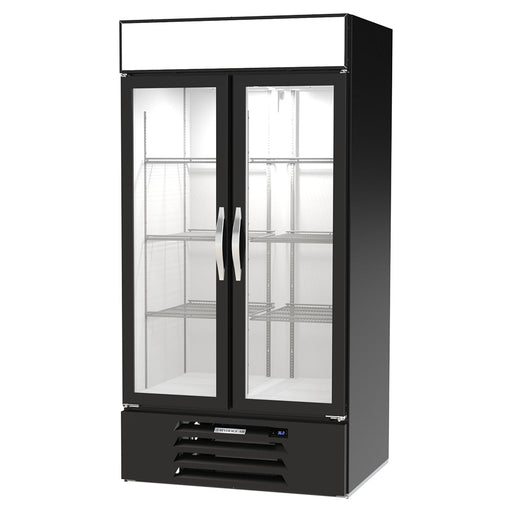 Beverage-Air MMR35HC-1-B 39 1/2" MarketMax™ Two Section Glass Door Merchandiser - (2) Left/Right Hinge Doors, Black, 115v-cityfoodequipment.com