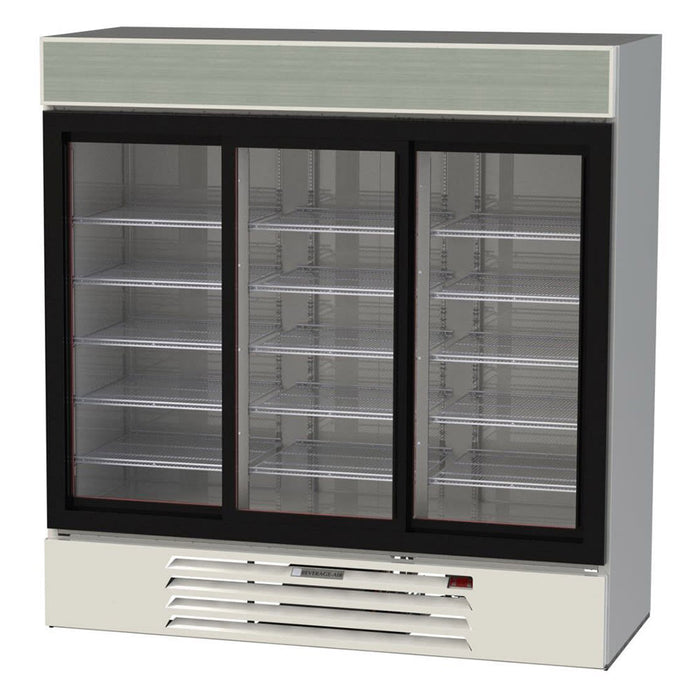 Beverage-Air MMR66HC-1-W 75" MarketMax™ Three Section Glass Door Merchandiser - (3) Sliding Doors, White, 115v-cityfoodequipment.com