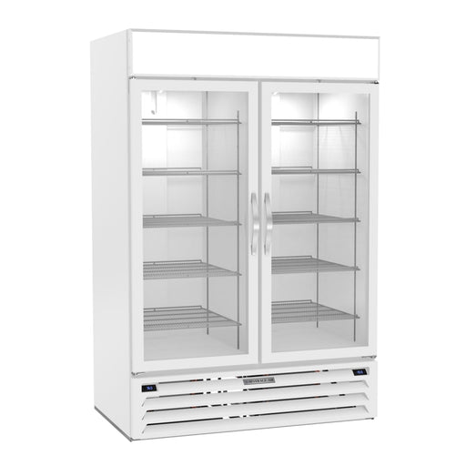 Beverage-Air MMRF49HC-1-A-WW 52" MarketMax™ Two Section Glass Door Merchandiser - (2) Left/Right Hinge Doors, White, 115v-cityfoodequipment.com