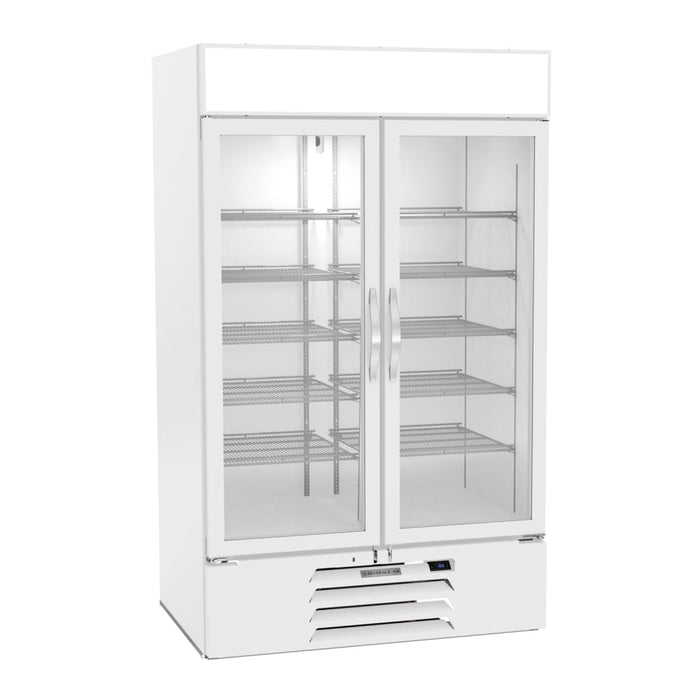Beverage-Air MMF44HC-1-W-IQ 47" Two Section Display Freezer W/ Swing Doors - Bottom Mount Compressor, White, 115v-cityfoodequipment.com