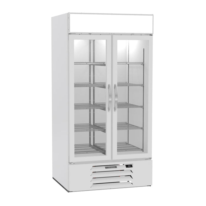 Beverage-Air MMF35HC-1-W 39 1/2" Two Section Display Freezer W/ Swing Doors - Bottom Mount Compressor, White, 115v-cityfoodequipment.com