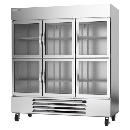Beverage-Air HBR72HC-1-HG 75" Three Section Reach In Refrigerator, (6) Left/Right Hinge Glass Doors, 115v-cityfoodequipment.com