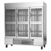 Beverage-Air HBR72HC-1-HG 75" Three Section Reach In Refrigerator, (6) Left/Right Hinge Glass Doors, 115v-cityfoodequipment.com
