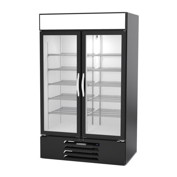 Beverage-Air MMF44HC-1-B-IQ 47" Two Section Display Freezer W/ Swing Doors - Bottom Mount Compressor, Black, 115v-cityfoodequipment.com