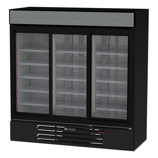 Beverage-Air MMR66HC-1-B 75" MarketMax™ Three Section Glass Door Merchandiser - (3) Sliding Doors, Black, 115v-cityfoodequipment.com