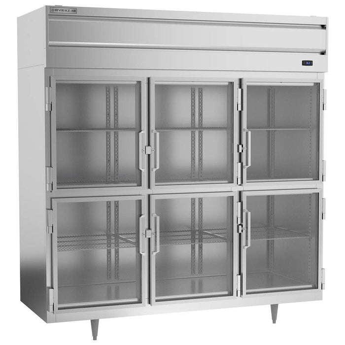 Beverage-Air PR3HC-1BHG 78" Three Section Reach In Refrigerator, (6) Left/Right Hinge Glass Doors, 115v-cityfoodequipment.com