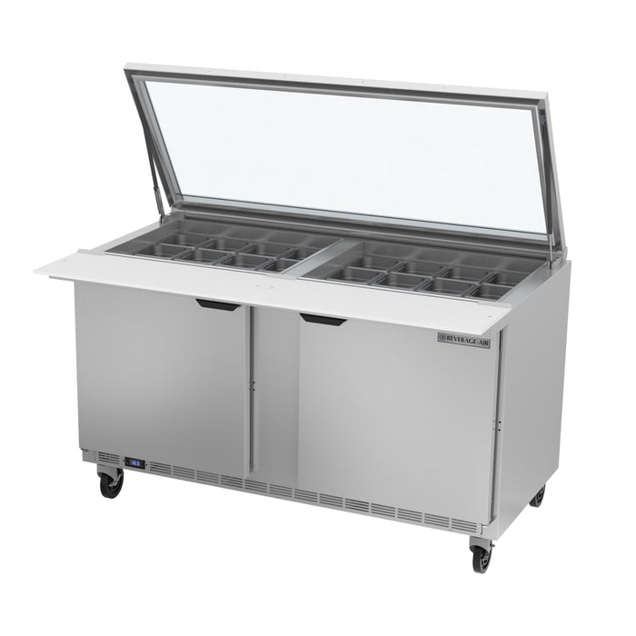 Beverage-Air SPE60HC-24M-STL 60" Hydrocarbon Series Mega Top Sandwich/salad Prep Table W/ Refrigerated Base, 115v-cityfoodequipment.com