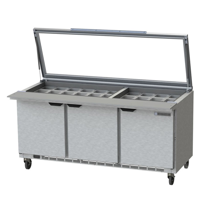 Beverage-Air SPE72HC-30M-STL 72" Hydrocarbon Series Mega Top Sandwich/salad Prep Table W/ Refrigerated Base, 115v-cityfoodequipment.com