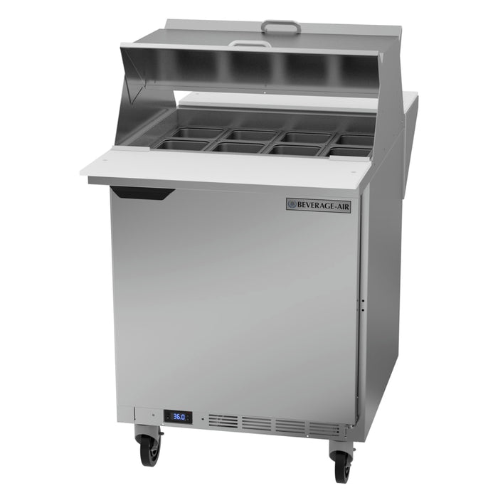 Beverage-Air SPE27HC-12M-B-DS 27" Hydrocarbon Series Mega Top Dual Sided Sandwich/salad Prep Table W/ Refrigerated Base, 115v-cityfoodequipment.com
